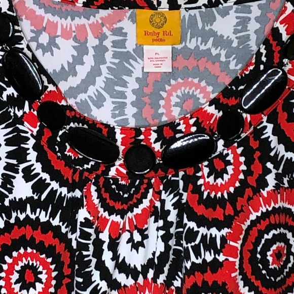 Ruby Rd. Shirt Red Black Sleeveless Top Petite L - Picture 4 of 6